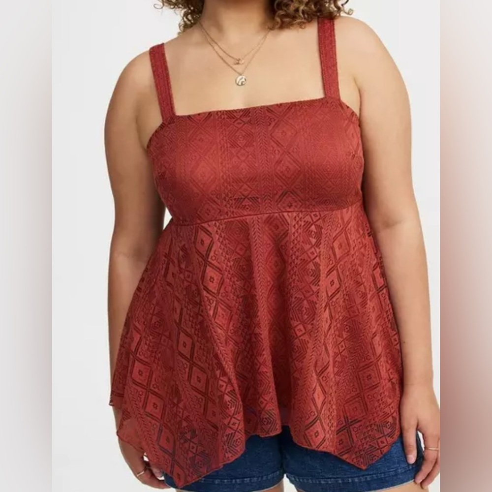 Torrid Lined Babydoll Hanky Hem Top In Cowhide Color way‎ 5 (5x/28) NWT